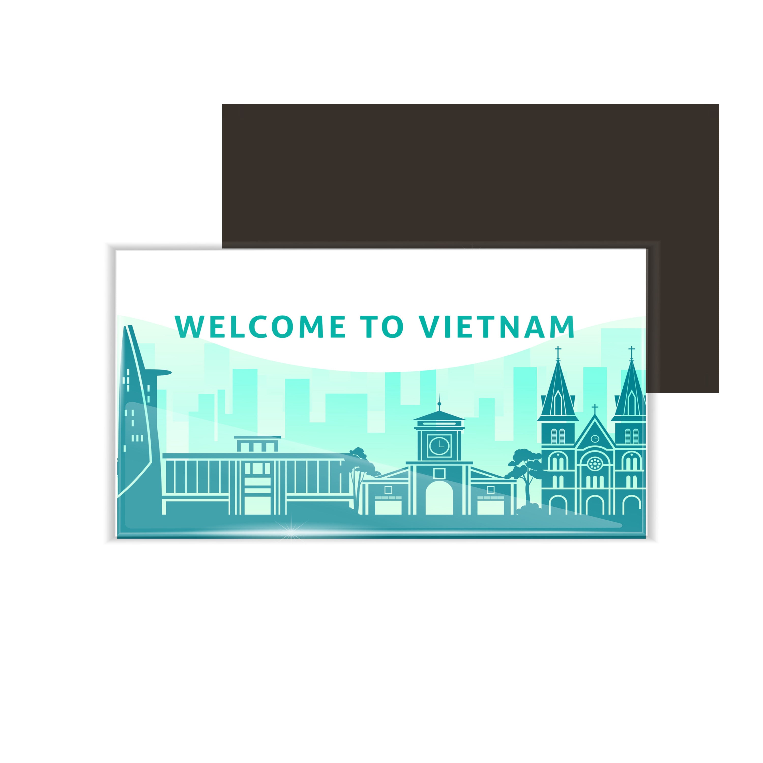 dhcrafts Fridge Magnet Rectangle Acrylic Glass (8.6 x 5.4 cm) Blue Travel Vietnam D1 Design Pack of 1